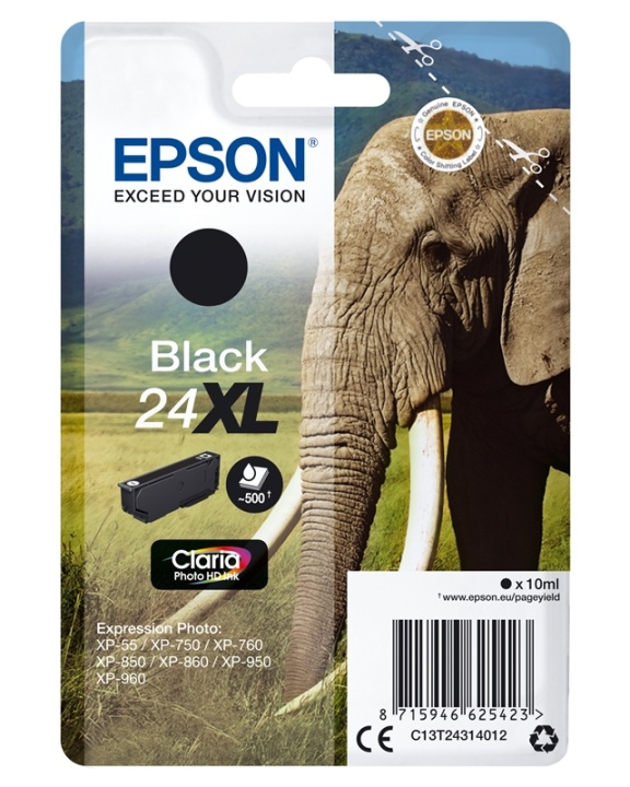 Epson Elephant Enpack svart 24XL Claria Photo HD-bläck i gruppen DATORER & KRINGUTRUSTNING / Skrivare & Tillbehör / Bläck & Toner / Bläckpatroner / Epson hos TP E-commerce Nordic AB (A14075)