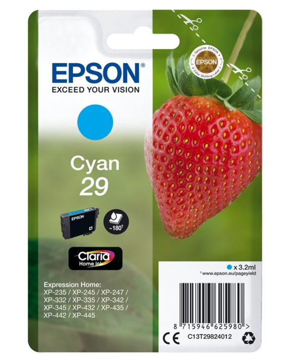Epson Strawberry Singlepack Cyan 29 Claria Home Ink i gruppen DATORER & KRINGUTRUSTNING / Skrivare & Tillbehör / Bläck & Toner / Bläckpatroner / Epson hos TP E-commerce Nordic AB (A14083)