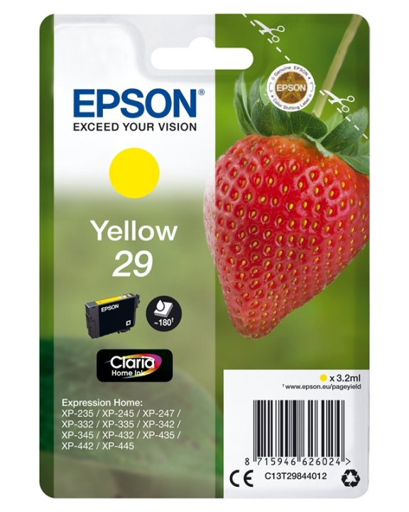 Epson Strawberry Singlepack Yellow 29 Claria Home Ink i gruppen DATORER & KRINGUTRUSTNING / Skrivare & Tillbehör / Bläck & Toner / Bläckpatroner / Epson hos TP E-commerce Nordic AB (A14084)