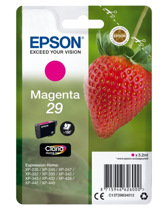 Epson Strawberry Singlepack Magenta 29 Claria Home Ink i gruppen DATORER & KRINGUTRUSTNING / Skrivare & Tillbehör / Bläck & Toner / Bläckpatroner / Epson hos TP E-commerce Nordic AB (A14085)