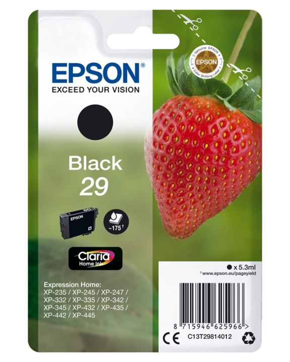 Epson Strawberry Singlepack Black 29 Claria Home Ink i gruppen DATORER & KRINGUTRUSTNING / Skrivare & Tillbehör / Bläck & Toner / Bläckpatroner / Epson hos TP E-commerce Nordic AB (A14087)