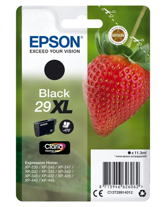 Epson Strawberry Singlepack Black 29XL Claria Home Ink i gruppen DATORER & KRINGUTRUSTNING / Skrivare & Tillbehör / Bläck & Toner / Bläckpatroner / Epson hos TP E-commerce Nordic AB (A14092)