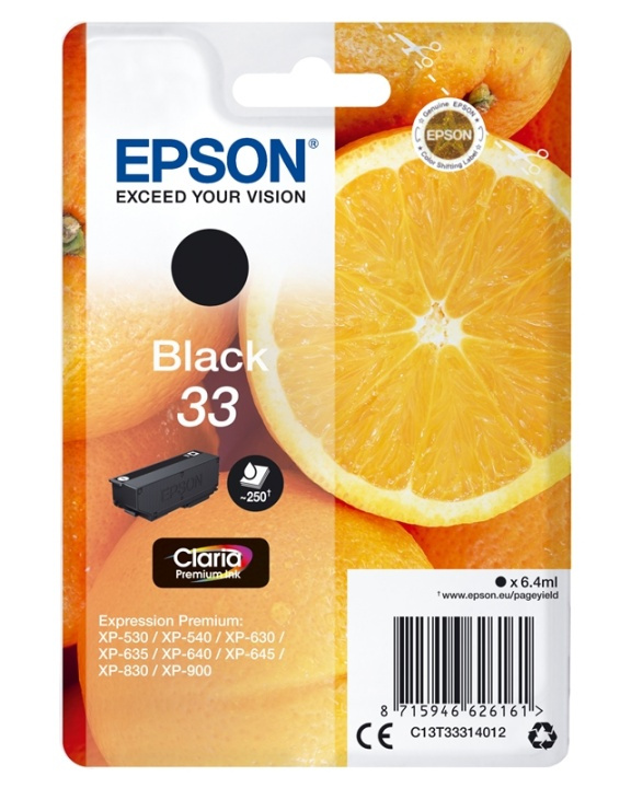 Epson Oranges Singlepack Black 33 Claria Premium Ink i gruppen DATORER & KRINGUTRUSTNING / Skrivare & Tillbehör / Bläck & Toner / Bläckpatroner / Epson hos TP E-commerce Nordic AB (A14098)
