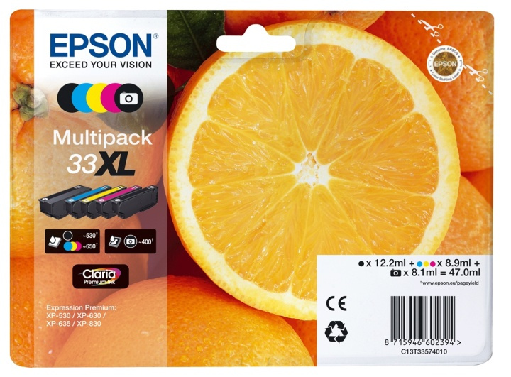 Epson Oranges Multipack 5-colours 33XL Claria Premium Ink i gruppen DATORER & KRINGUTRUSTNING / Skrivare & Tillbehör / Bläck & Toner / Bläckpatroner / Epson hos TP E-commerce Nordic AB (A14103)