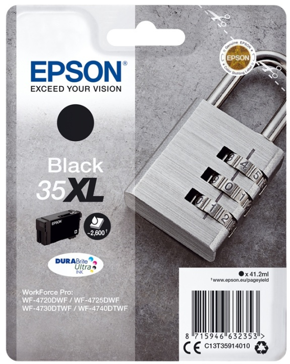 Epson Padlock Singlepack Black 35XL DURABrite Ultra Ink i gruppen DATORER & KRINGUTRUSTNING / Skrivare & Tillbehör / Bläck & Toner / Bläckpatroner / Epson hos TP E-commerce Nordic AB (A14111)