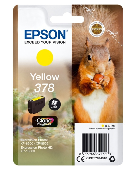 Epson Squirrel Singlepack Yellow 378 Claria Photo HD Ink i gruppen DATORER & KRINGUTRUSTNING / Skrivare & Tillbehör / Bläck & Toner / Bläckpatroner / Epson hos TP E-commerce Nordic AB (A14112)