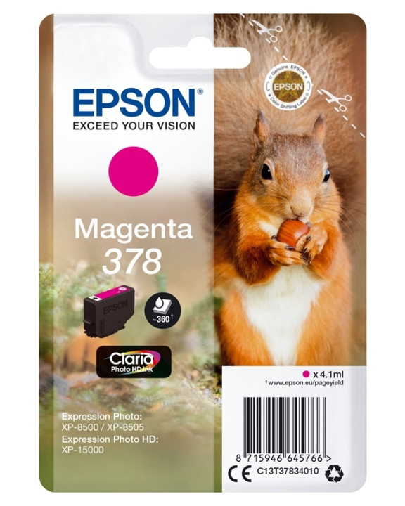 Epson Squirrel Singlepack Magenta 378 Claria Photo HD Ink i gruppen DATORER & KRINGUTRUSTNING / Skrivare & Tillbehör / Bläck & Toner / Bläckpatroner / Epson hos TP E-commerce Nordic AB (A14113)