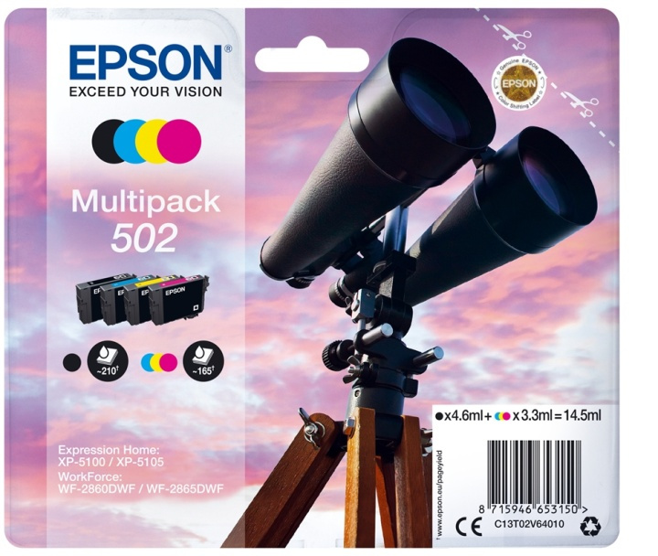 Epson Multipack 4-colours 502 Ink i gruppen DATORER & KRINGUTRUSTNING / Skrivare & Tillbehör / Bläck & Toner / Bläckpatroner / Epson hos TP E-commerce Nordic AB (A14116)