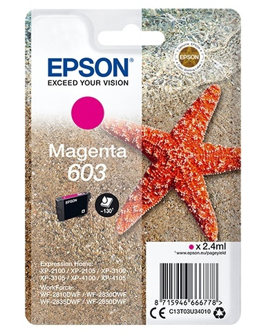 Epson Singlepack Magenta 603 Ink i gruppen DATORER & KRINGUTRUSTNING / Skrivare & Tillbehör / Bläck & Toner / Bläckpatroner / Epson hos TP E-commerce Nordic AB (A14120)