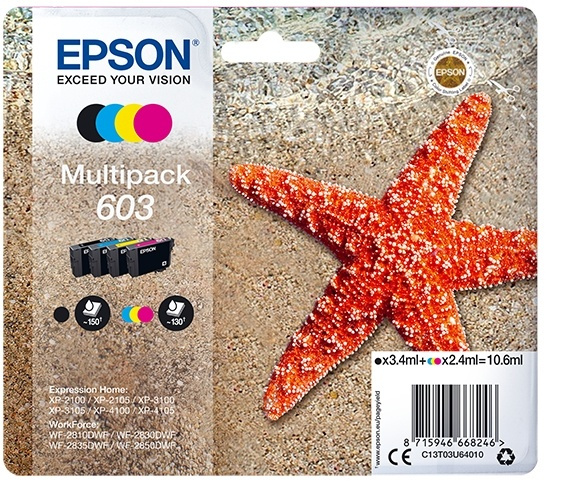 Epson Multipack 4-colours 603 Ink i gruppen DATORER & KRINGUTRUSTNING / Skrivare & Tillbehör / Bläck & Toner / Bläckpatroner / Epson hos TP E-commerce Nordic AB (A14122)