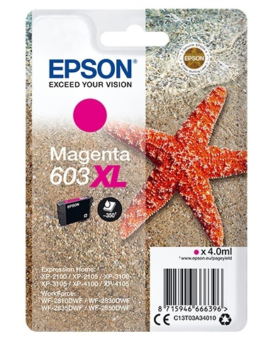 Epson Singlepack Magenta 603XL Ink i gruppen DATORER & KRINGUTRUSTNING / Skrivare & Tillbehör / Bläck & Toner / Bläckpatroner / Epson hos TP E-commerce Nordic AB (A14126)