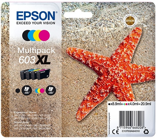 Epson Multipack 4-colours 603XL Ink i gruppen DATORER & KRINGUTRUSTNING / Skrivare & Tillbehör / Bläck & Toner / Bläckpatroner / Epson hos TP E-commerce Nordic AB (A14127)