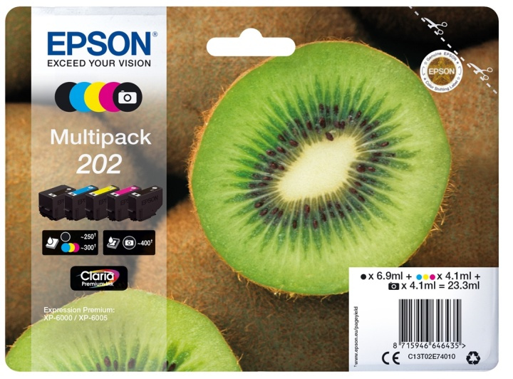 Epson Kiwi Multipack 5-colours 202 Claria Premium Ink i gruppen DATORER & KRINGUTRUSTNING / Skrivare & Tillbehör / Bläck & Toner / Bläckpatroner / Epson hos TP E-commerce Nordic AB (A14129)