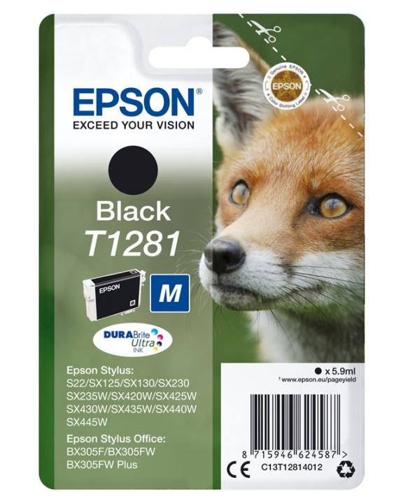 Epson Fox Enpack svart T1281 DURABrite Ultra-bläck i gruppen DATORER & KRINGUTRUSTNING / Skrivare & Tillbehör / Bläck & Toner / Bläckpatroner / Epson hos TP E-commerce Nordic AB (A14135)