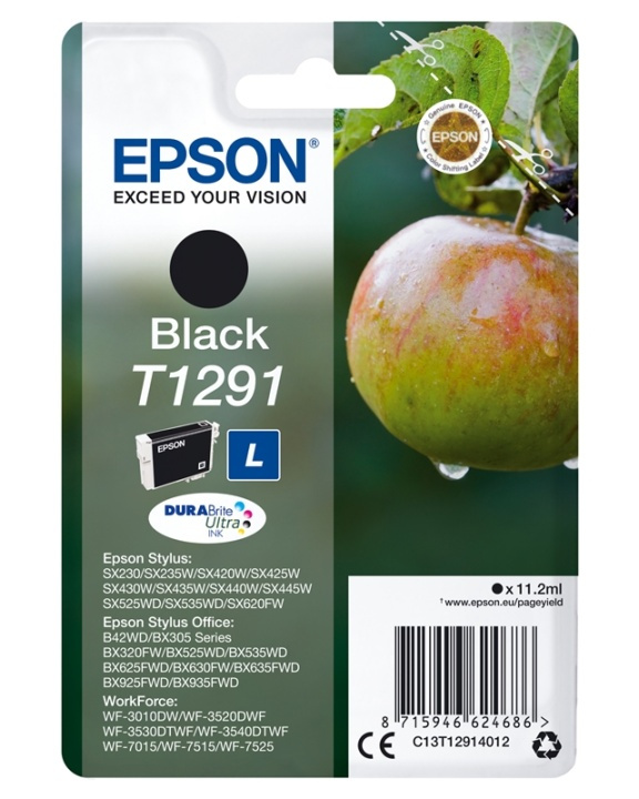 Epson Apple Enpack svart T1291 DURABrite Ultra-bläck i gruppen DATORER & KRINGUTRUSTNING / Skrivare & Tillbehör / Bläck & Toner / Bläckpatroner / Epson hos TP E-commerce Nordic AB (A14136)