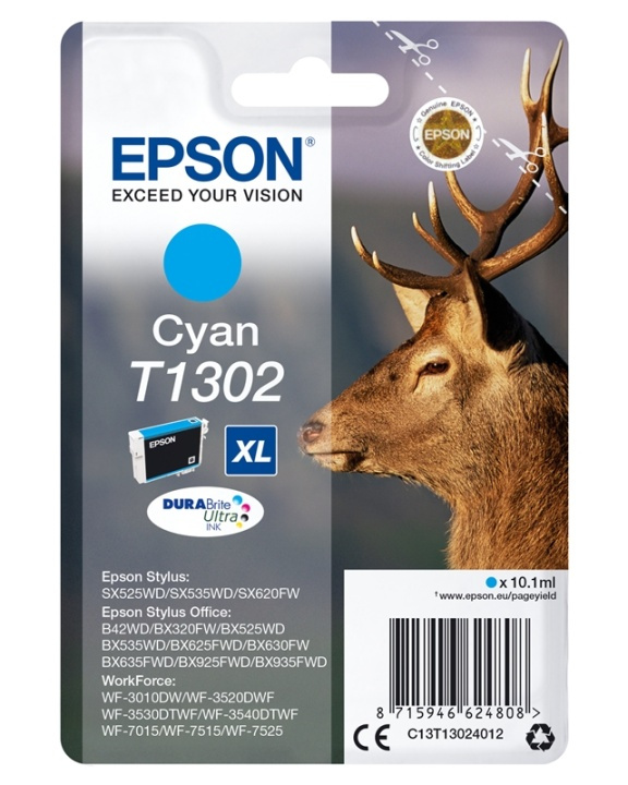 Epson Stag Enpack cyan T1302 DURABrite Ultra-bläck i gruppen DATORER & KRINGUTRUSTNING / Skrivare & Tillbehör / Bläck & Toner / Bläckpatroner / Epson hos TP E-commerce Nordic AB (A14139)