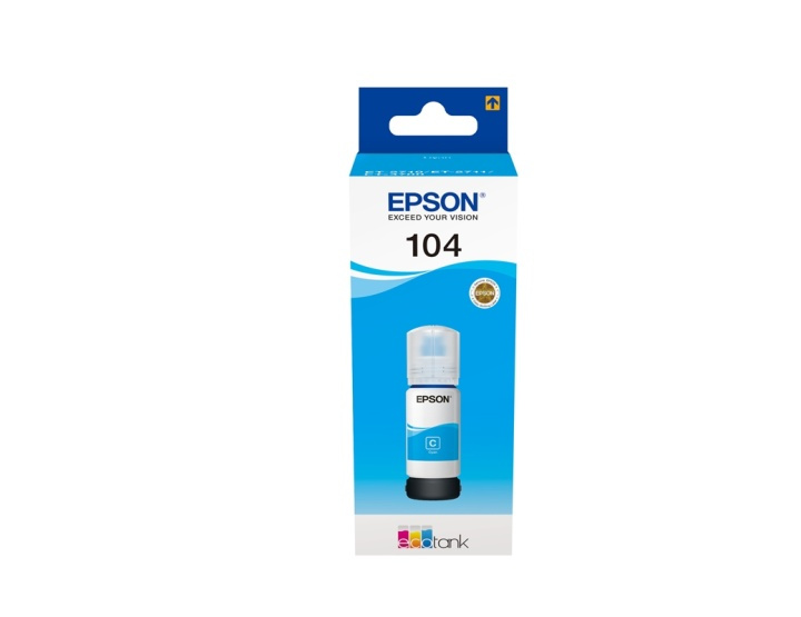 Epson 104 EcoTank Cyan ink bottle i gruppen DATORER & KRINGUTRUSTNING / Skrivare & Tillbehör / Bläck & Toner / Bläckpatroner / Epson hos TP E-commerce Nordic AB (A14245)