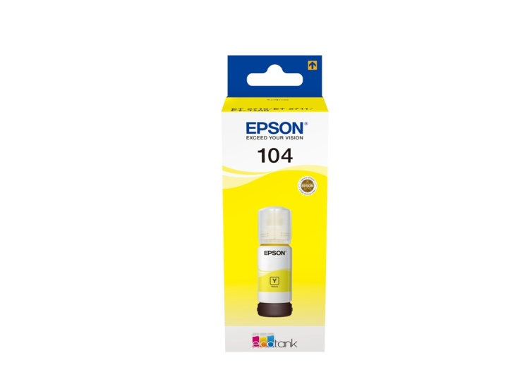 Epson 104 EcoTank Yellow ink bottle i gruppen DATORER & KRINGUTRUSTNING / Skrivare & Tillbehör / Bläck & Toner / Bläckpatroner / Epson hos TP E-commerce Nordic AB (A14246)