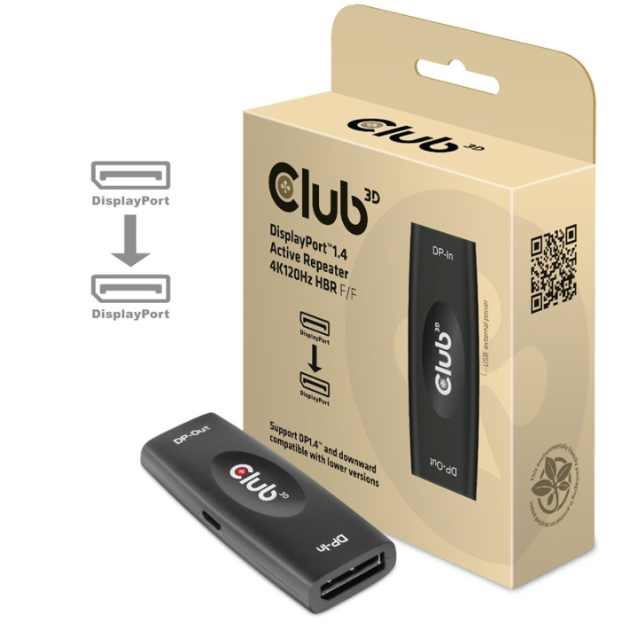 CLUB3D DP 1.4 4K120HZ HDR ACTIVE REPEATER F/F displayport Svart i gruppen DATORER & KRINGUTRUSTNING / Datorkablar / DisplayPort / Adaptrar hos TP E-commerce Nordic AB (A14262)