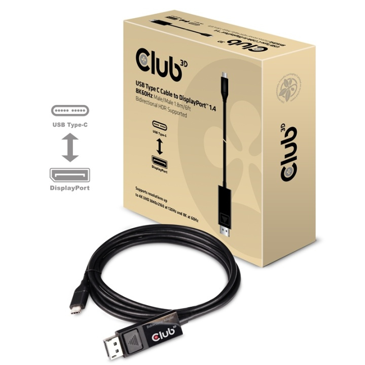CLUB3D cac-1557 USB C Displayport 1.4 Svart i gruppen DATORER & KRINGUTRUSTNING / Datorkablar / DisplayPort / Kablar hos TP E-commerce Nordic AB (A14264)