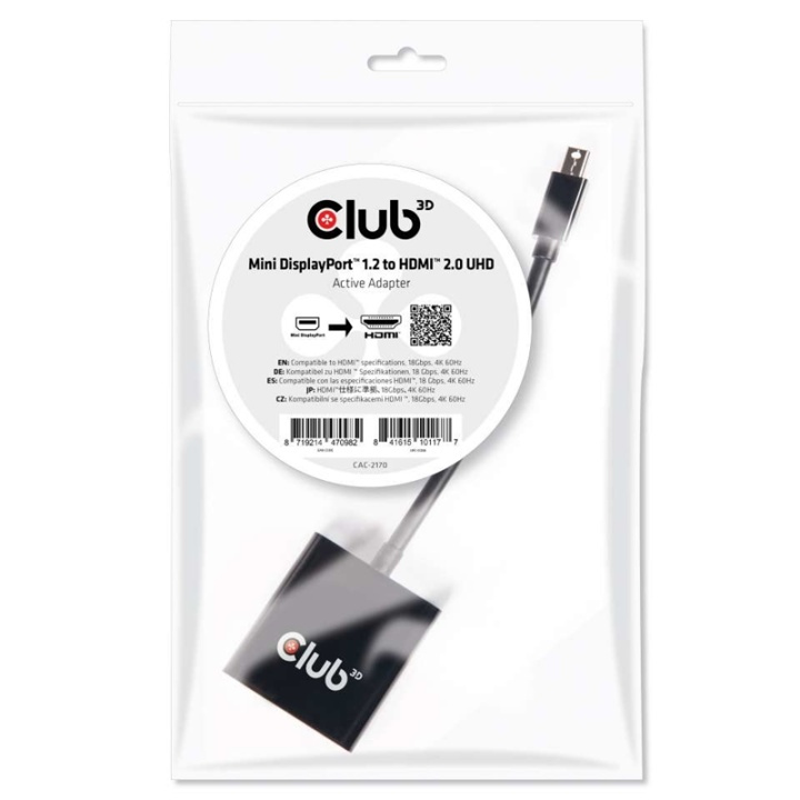 CLUB3D Mini DisplayPort 1.2 to HDMI 2.0 UHD Active Adapter i gruppen DATORER & KRINGUTRUSTNING / Datorkablar / DisplayPort / Adaptrar hos TP E-commerce Nordic AB (A14276)