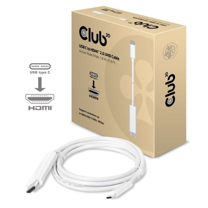 CLUB3D USB C to HDMIT 2.0 UHD Cable Active 1.8 M./5.9 Ft. i gruppen HEMELEKTRONIK / Kablar & Adaptrar / HDMI / Adaptrar hos TP E-commerce Nordic AB (A14281)