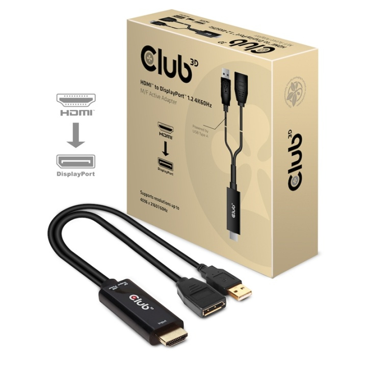 CLUB3D HDMI 2.0 TO DISPLAYPORT 1.2 4K60HZ HDR M/F ACTIVE ADAPTER Svart i gruppen DATORER & KRINGUTRUSTNING / Datorkablar / DisplayPort / Adaptrar hos TP E-commerce Nordic AB (A14284)