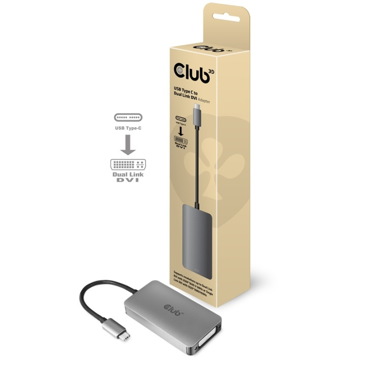 CLUB3D cac-1510 USB C DVI-D Dual link Grå i gruppen DATORER & KRINGUTRUSTNING / Datorkablar / DVI / Adaptrar hos TP E-commerce Nordic AB (A14286)