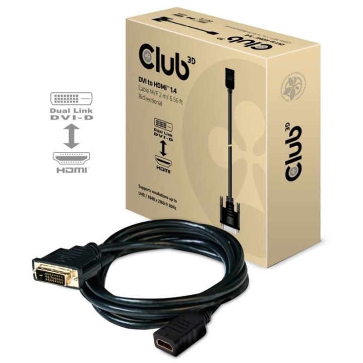 CLUB3D DVI to HDMI 1.4 Cable M/F 2m/6.56ft Bidirectional i gruppen DATORER & KRINGUTRUSTNING / Datorkablar / DVI / Kablar hos TP E-commerce Nordic AB (A14288)