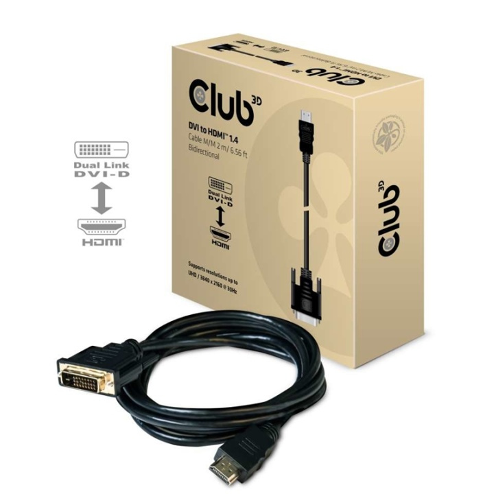 CLUB3D DVI to HDMI 1.4 Cable M/M 2m/ 6.56ft Bidirectional i gruppen DATORER & KRINGUTRUSTNING / Datorkablar / DVI / Kablar hos TP E-commerce Nordic AB (A14289)