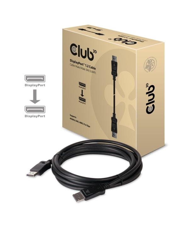 CLUB3D Displayport 1.2 Cable M/M 3Meter 4K60Hz 21.6Gbps i gruppen DATORER & KRINGUTRUSTNING / Datorkablar / DisplayPort / Kablar hos TP E-commerce Nordic AB (A14566)