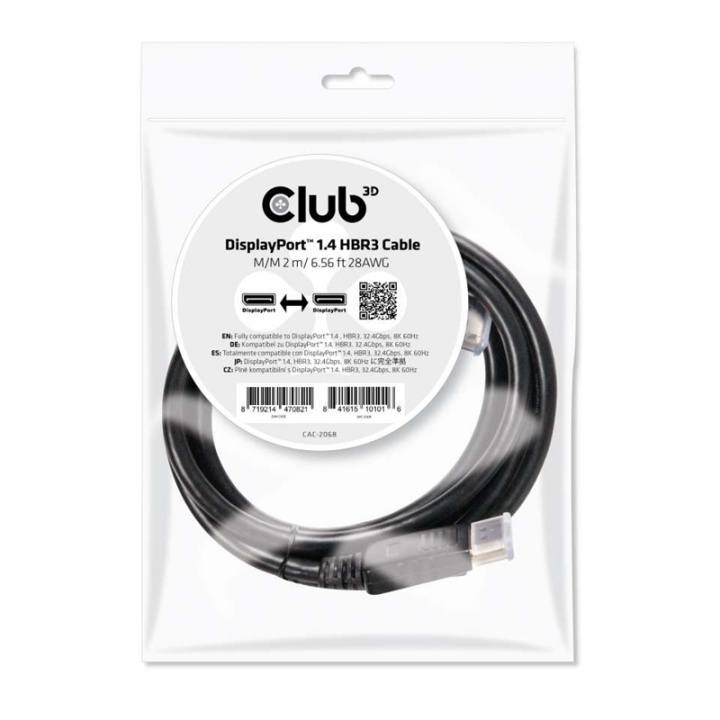 CLUB3D DisplayPort 1.4 HBR3 Cable 2m/6.56ft M/M 8K60Hz i gruppen DATORER & KRINGUTRUSTNING / Datorkablar / DisplayPort / Kablar hos TP E-commerce Nordic AB (A14568)