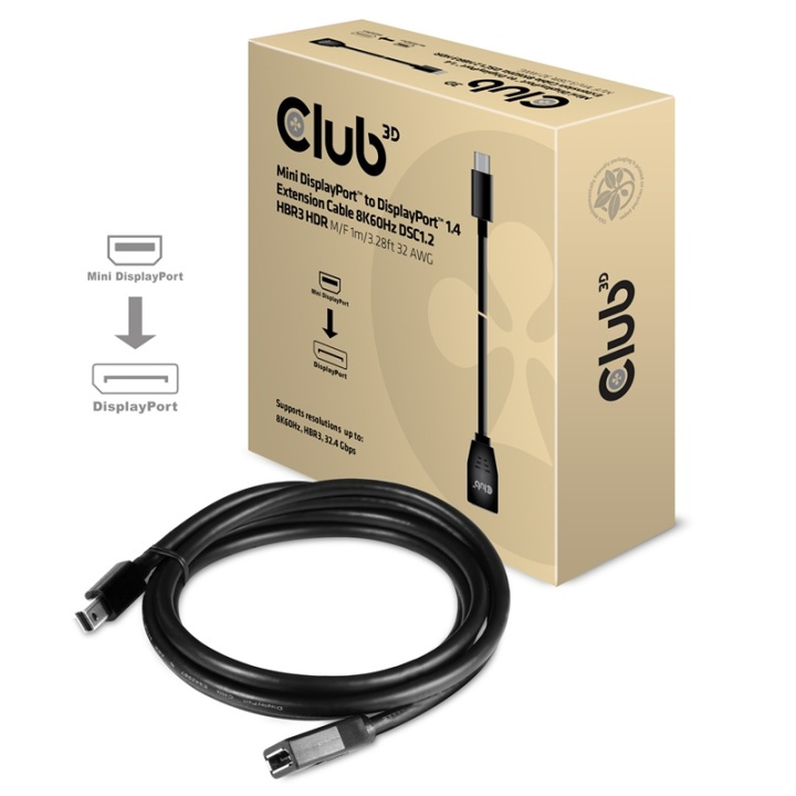 CLUB3D cac-1121 1 m Mini DisplayPort DisplayPort Svart i gruppen DATORER & KRINGUTRUSTNING / Datorkablar / DisplayPort / Kablar hos TP E-commerce Nordic AB (A14570)