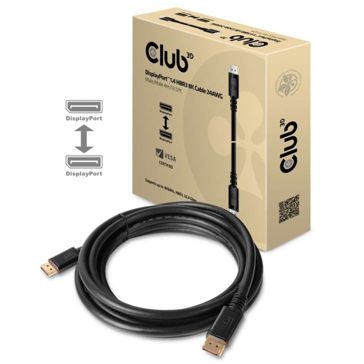 CLUB3D DisplayPort 1.4 HBR3 8K Cable M/M 4m /13.12ft i gruppen DATORER & KRINGUTRUSTNING / Datorkablar / DisplayPort / Kablar hos TP E-commerce Nordic AB (A14571)