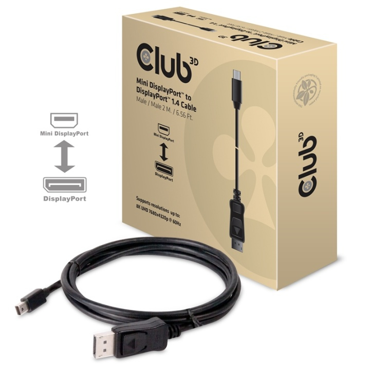 CLUB3D Mini DisplayPort to DisplayPort 1.4 HBR3 8K60Hz Cable, 2 Meter / 6.56 Fee i gruppen DATORER & KRINGUTRUSTNING / Datorkablar / DisplayPort / Kablar hos TP E-commerce Nordic AB (A14575)