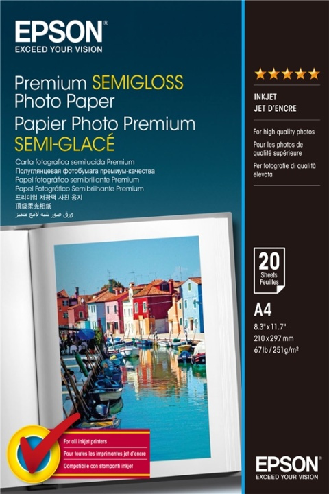 Epson Premium Semi-Gloss Photo Paper - A4 - 20 ark i gruppen HEMELEKTRONIK / Foto & Video / Fotoutrustning / Övrigt hos TP E-commerce Nordic AB (A14741)