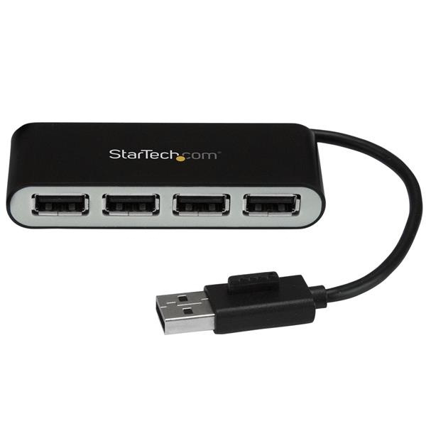 StarTech.com Bärbar USB 2.0-hubb med 4 portar och inbyggd kabel i gruppen DATORER & KRINGUTRUSTNING / Datortillbehör / USB-hubbar hos TP E-commerce Nordic AB (A14772)