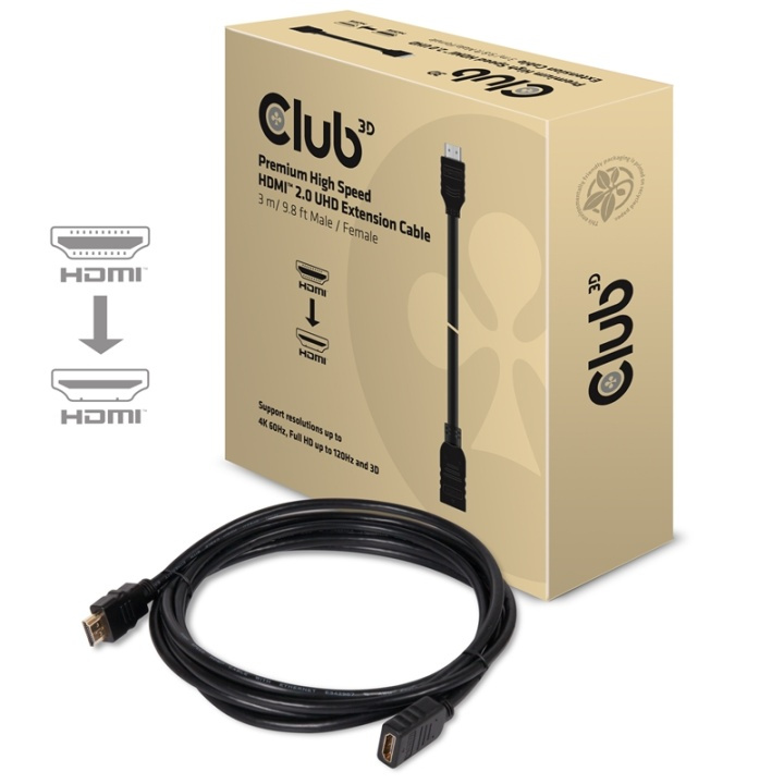 CLUB3D High Speed HDMIT 2.0 4K60Hz Extension Cable 3m/ 9.8ft Male/Female i gruppen HEMELEKTRONIK / Kablar & Adaptrar / HDMI / Kablar hos TP E-commerce Nordic AB (A14787)