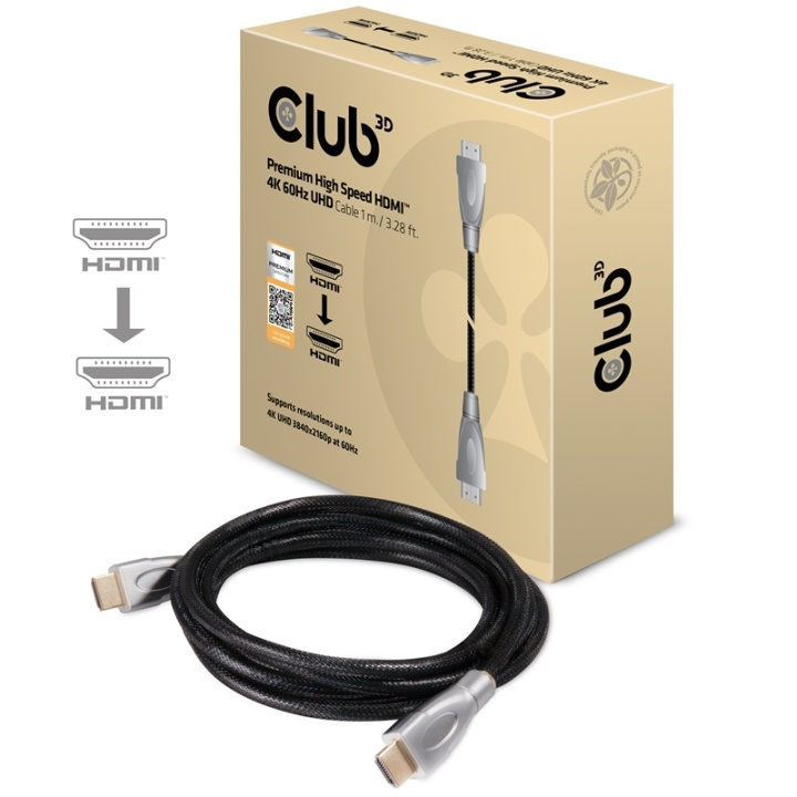 CLUB3D Premium High Speed HDMIT 2.0 4K60Hz UHD Cable 1 m/ 3.28 ft Certified i gruppen HEMELEKTRONIK / Kablar & Adaptrar / HDMI / Kablar hos TP E-commerce Nordic AB (A14788)
