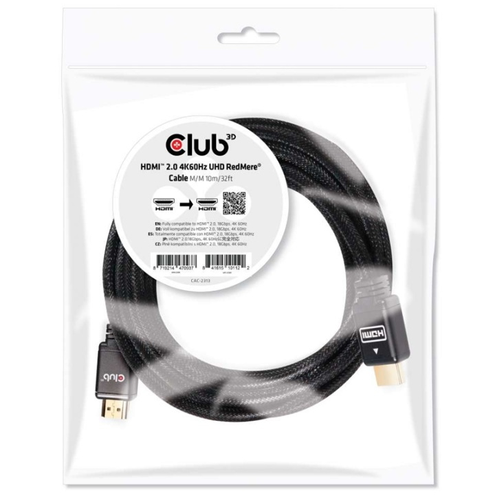 CLUB3D HDMI 2.0 4K60Hz RedMere cable 10m/32.8ft i gruppen HEMELEKTRONIK / Kablar & Adaptrar / HDMI / Kablar hos TP E-commerce Nordic AB (A14790)