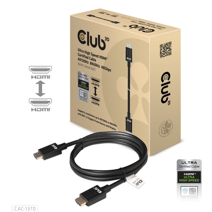 CLUB3D CAC-1370 HDMI-kabel 1,5 m HDMI Typ A (standard) Svart i gruppen HEMELEKTRONIK / Kablar & Adaptrar / HDMI / Kablar hos TP E-commerce Nordic AB (A14793)