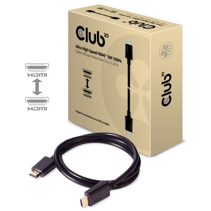 CLUB3D Ultra High Speed HDMI 2.1 Cable 10K 120Hz, 48Gbps Male/Male 1 m./3.28 ft. i gruppen HEMELEKTRONIK / Kablar & Adaptrar / HDMI / Kablar hos TP E-commerce Nordic AB (A14794)