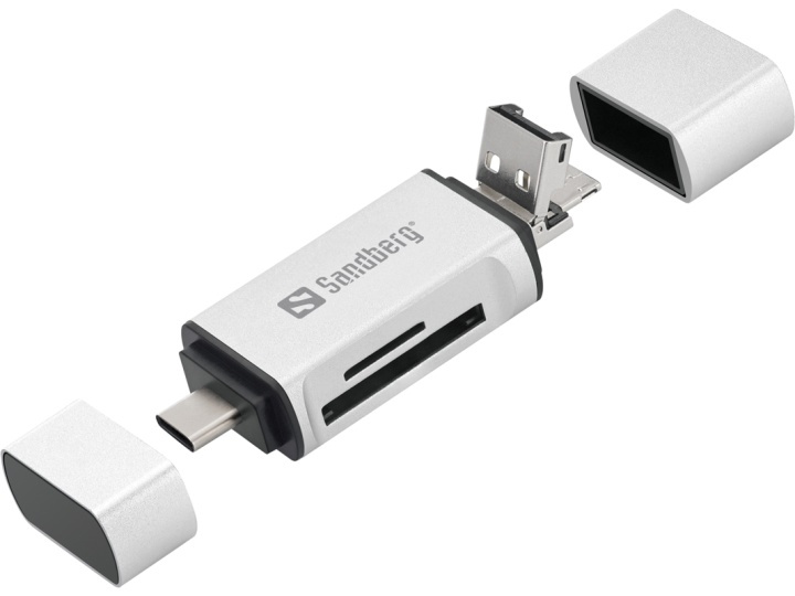 Sandberg Card Reader USB-C+USB+MicroUSB i gruppen HEMELEKTRONIK / Lagringsmedia / Minneskortläsare hos TP E-commerce Nordic AB (A14995)