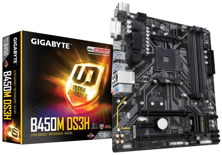 Gigabyte B450M DS3H moderkort AMD B450 Uttag AM4 micro ATX i gruppen DATORER & KRINGUTRUSTNING / Datorkomponenter / Moderkort hos TP E-commerce Nordic AB (A15153)