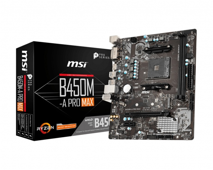 MSI B450M-A PRO MAX moderkort AMD B450 Uttag AM4 micro ATX i gruppen DATORER & KRINGUTRUSTNING / Datorkomponenter / Moderkort hos TP E-commerce Nordic AB (A15176)