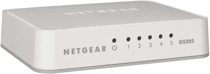 Netgear GS205 Ohanterad Gigabit Ethernet (10/100/1000) Vit i gruppen DATORER & KRINGUTRUSTNING / Nätverk / Switchar hos TP E-commerce Nordic AB (A15272)
