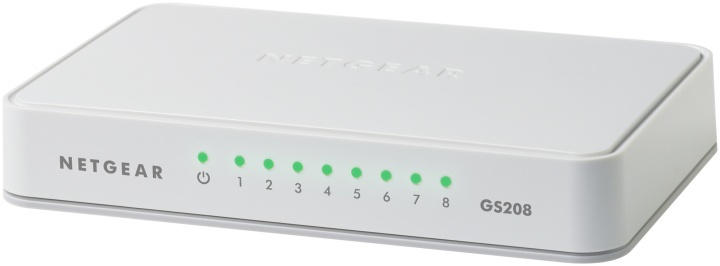 Netgear GS208 Gigabit Ethernet (10/100/1000) Vit i gruppen DATORER & KRINGUTRUSTNING / Nätverk / Switchar / 10/100/1000Mbps hos TP E-commerce Nordic AB (A15273)