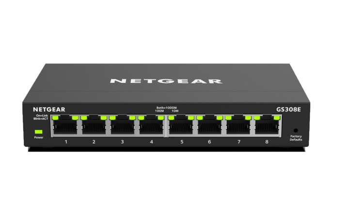 Netgear GS308E hanterad Gigabit Ethernet (10/100/1000) Svart i gruppen DATORER & KRINGUTRUSTNING / Nätverk / Switchar hos TP E-commerce Nordic AB (A15277)