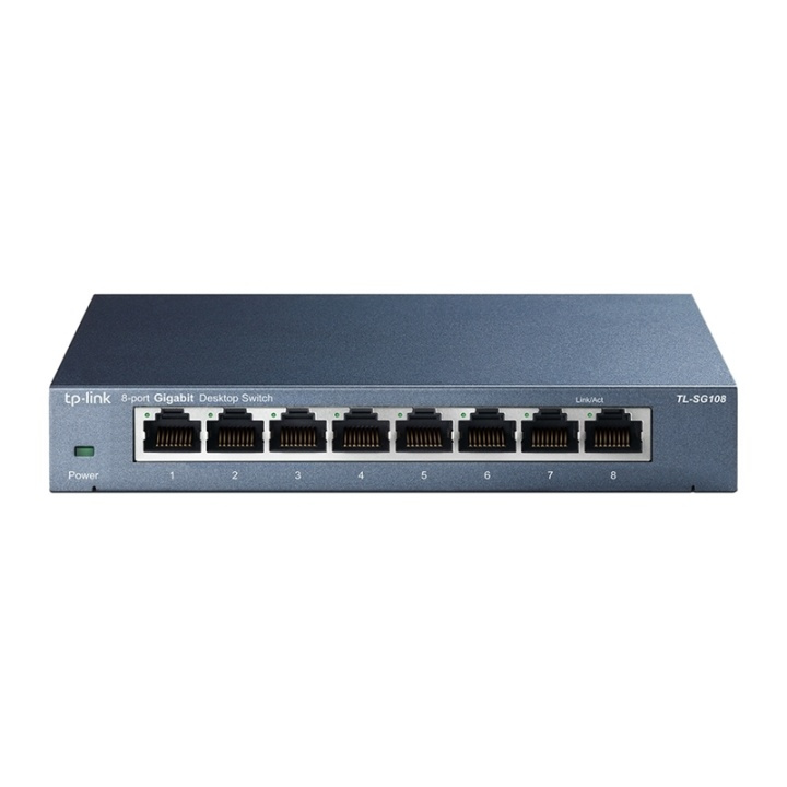 TP-LINK TL-SG108 Ohanterad Gigabit Ethernet (10/100/1000) Svart i gruppen DATORER & KRINGUTRUSTNING / Nätverk / Switchar hos TP E-commerce Nordic AB (A15291)
