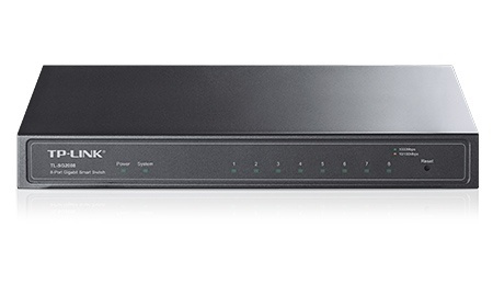 TP-LINK TL-SG2008 hanterad Gigabit Ethernet (10/100/1000) Svart i gruppen DATORER & KRINGUTRUSTNING / Nätverk / Switchar hos TP E-commerce Nordic AB (A15292)